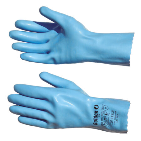 Gant latex bleu pour solvant doublure coton - la paire